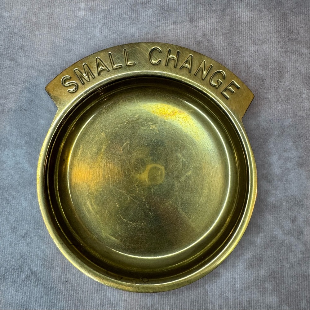 Small Change Brass Dish Money Pocket Coin Holder Tray Trinket Vintage